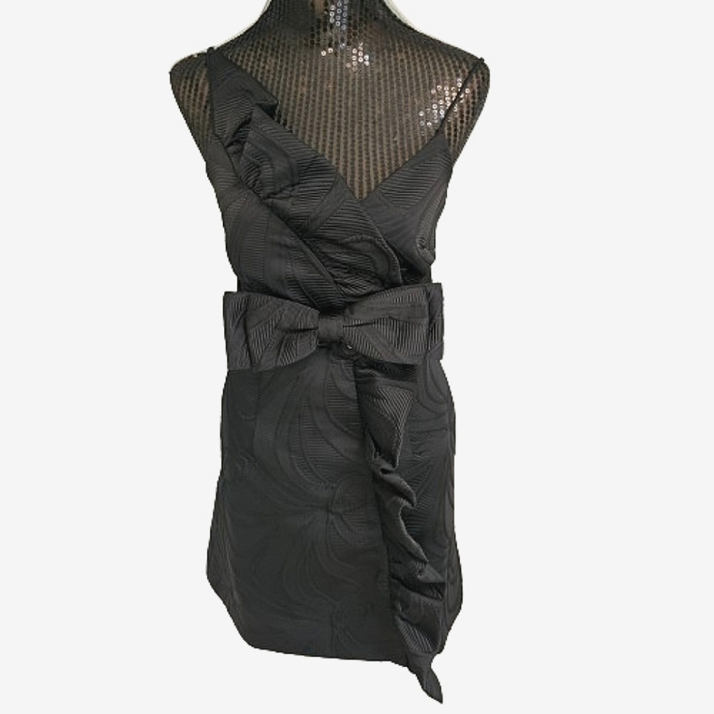 90s Vtg Milly New York size 4 bow brocade wrap cocktail dress